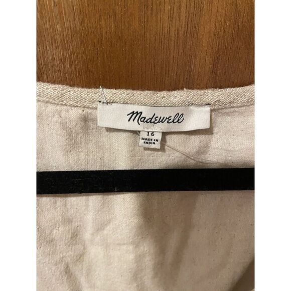 MADEWELL Women's Beige Linen V-Neck‎ Button-Down Romper SIZE 16 NF908 ($108) - Picture 4 of 4